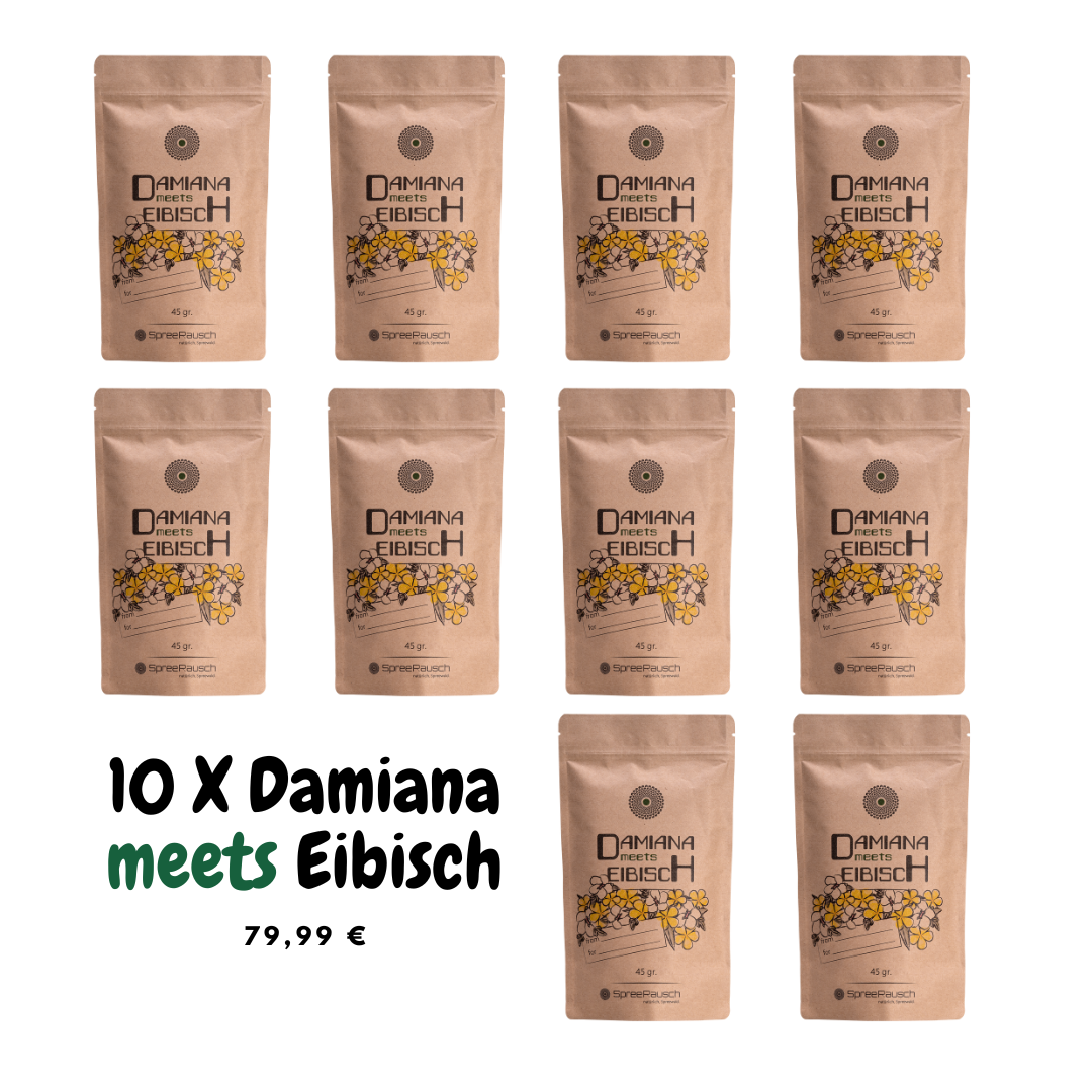 10 x DAMIANA meets EIBISCH - Mischung von SpreeRausch, DEINE Kräutermischung für viele Verwendungsmöglichkeiten
