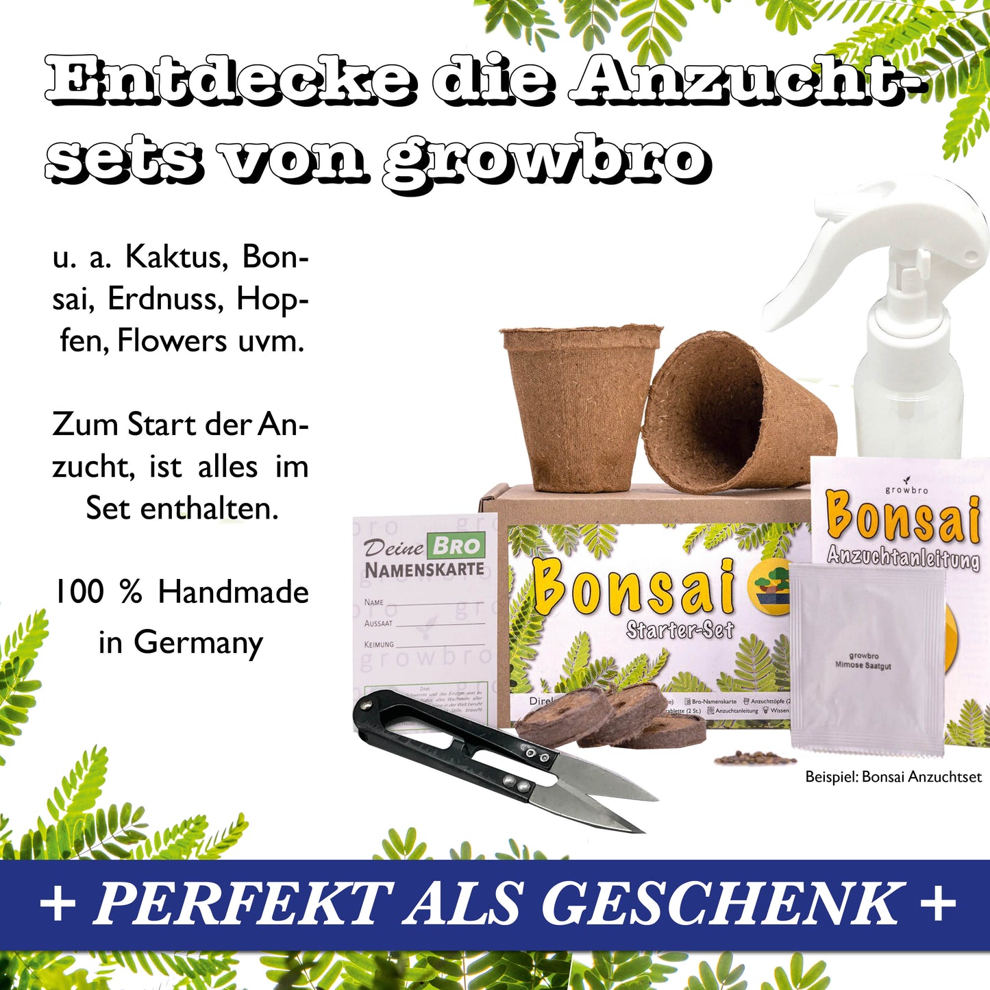 growbro 3 x Flower Power Light - Essbare Blüten Anzucht-Set, Dein Samen Mix für essbare Blumen und als Bienenwiese Saatgut # Blumensamen Geschenk