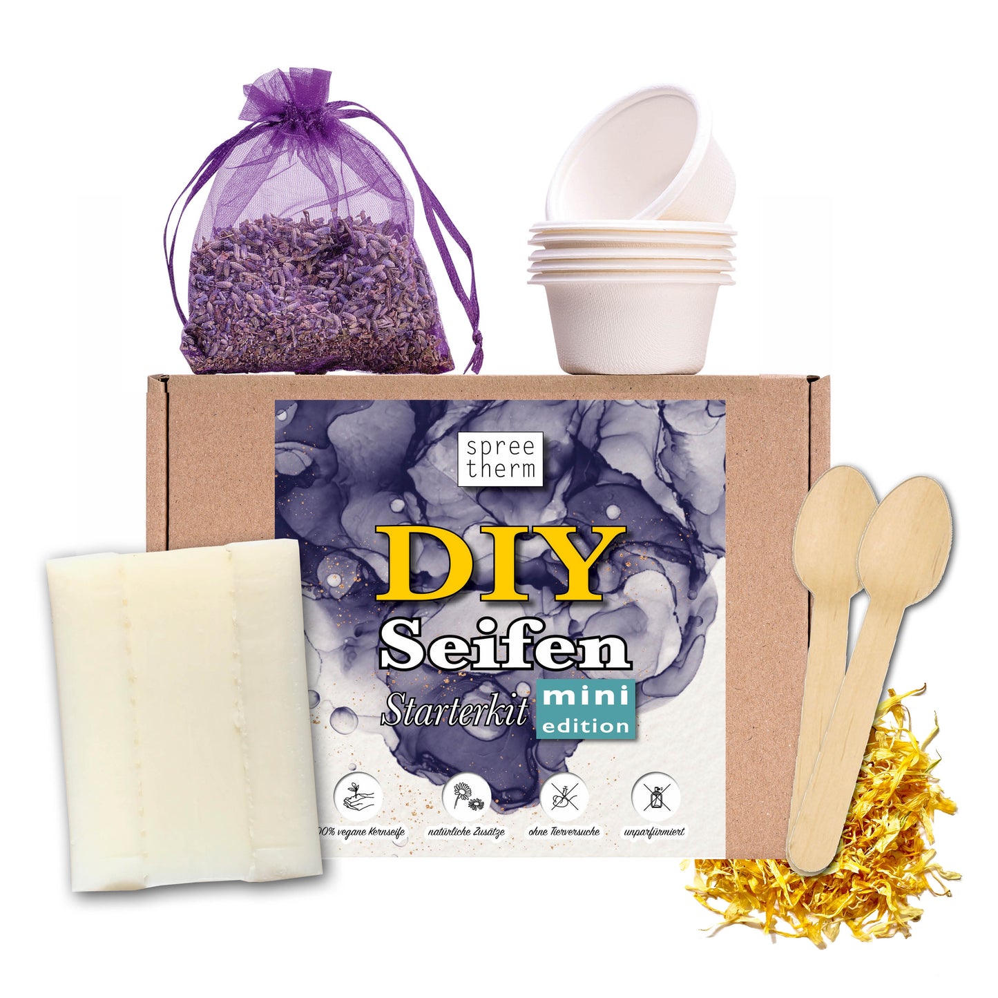 Seife selber machen, DIY Set von spreetherm inkl. veganer Kernseife, uvm. - HIGHLIGHTS: Natürliche Zutaten, unparfümiert