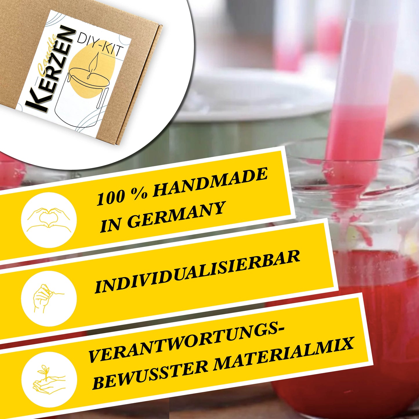 Kerzen Set von amnatu, Dip & Dye DIY Set inkl. Kerzen Tattoos, Kerzenstifte, Kerzen uvm. # kerzen selber machen # Kerzen diy Set # dip dye kerzen
