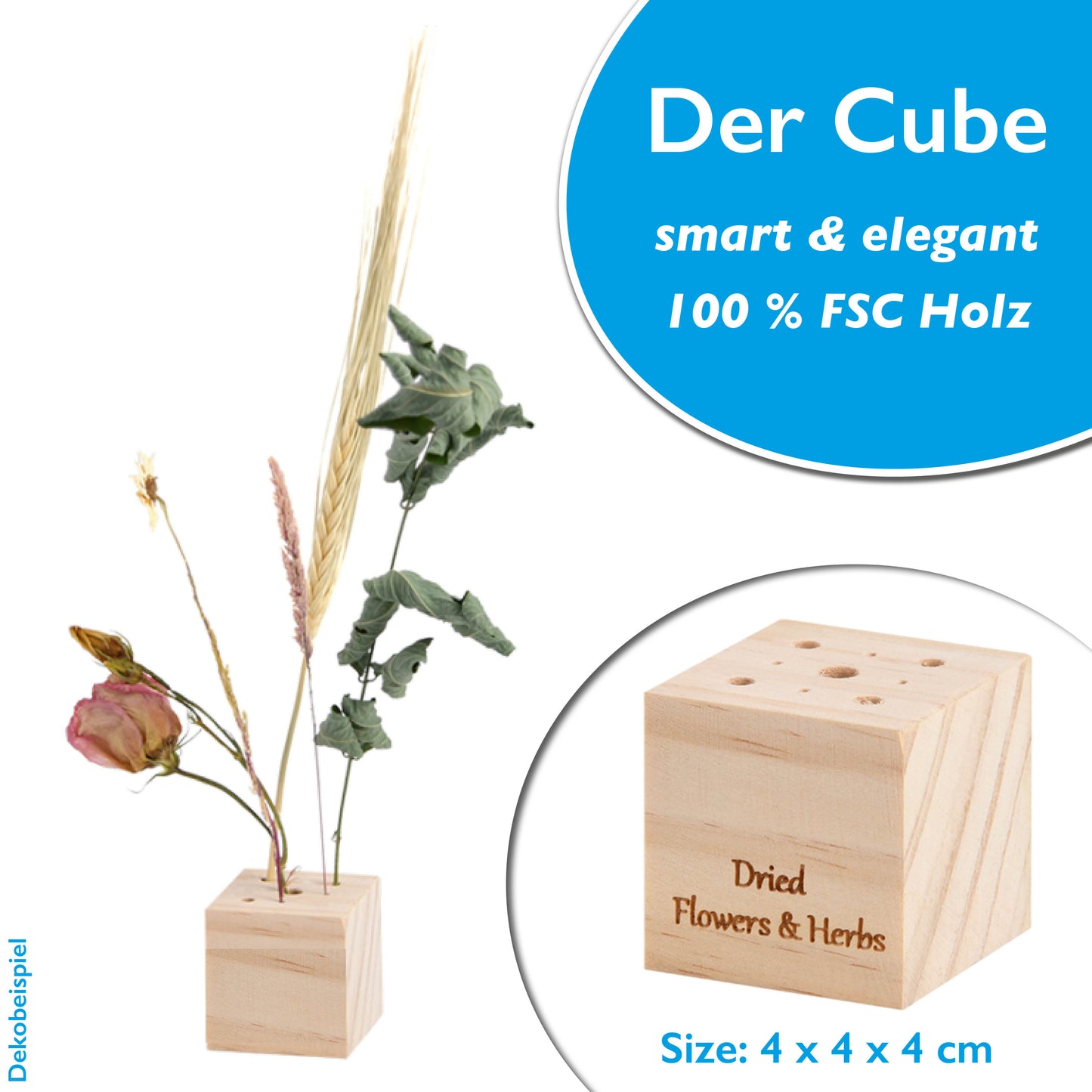 Blumenhalter Trockenblumen Leiste - 2 teilig von inkl. Achtsamkeitskompass, Deko-Highlight