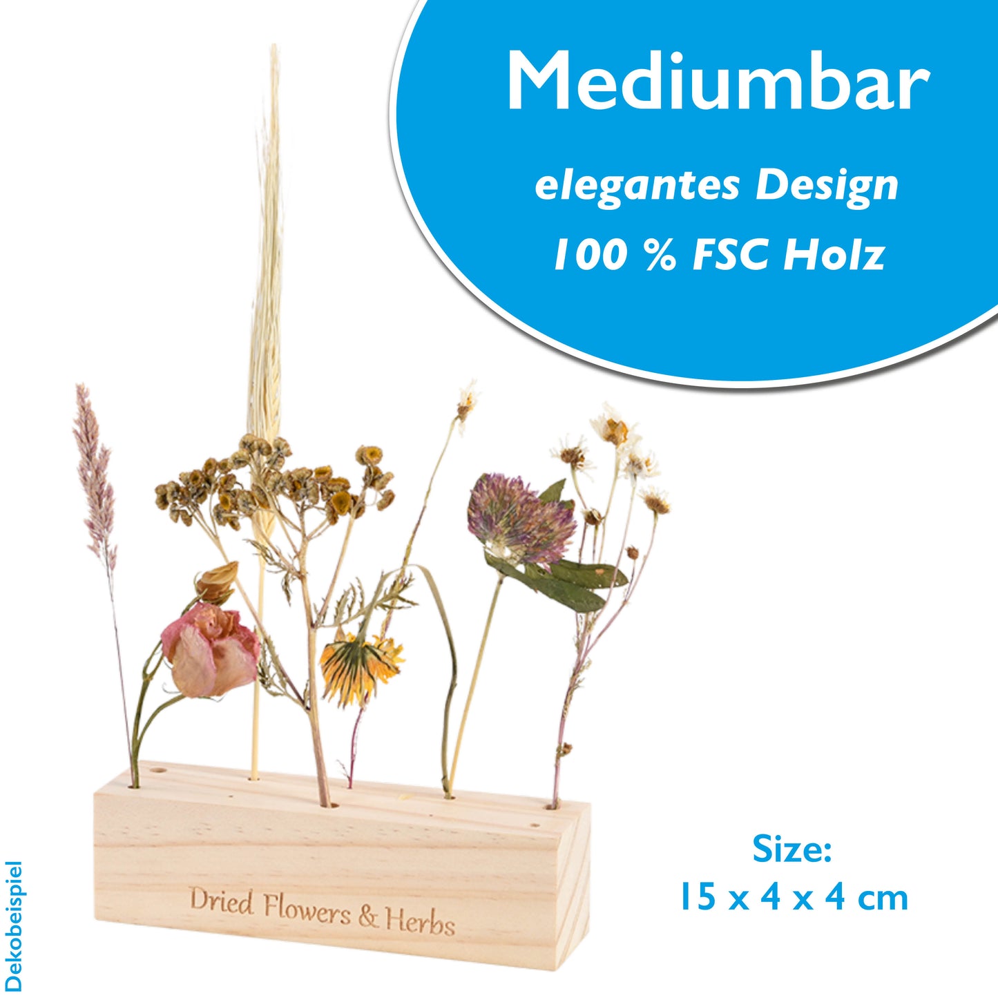 Blumenhalter Trockenblumen Leiste - 2 teilig von inkl. Achtsamkeitskompass, Deko-Highlight