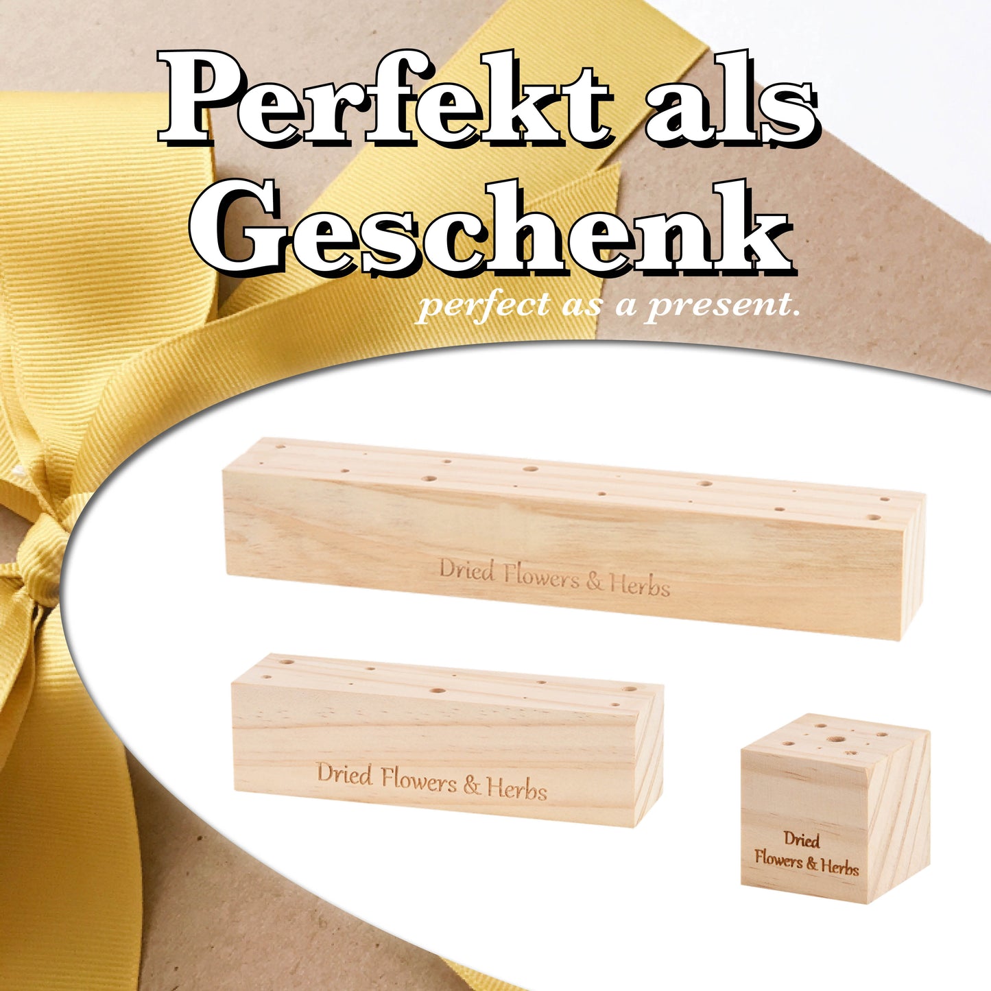 Blumenhalter Trockenblumen Leiste - 2 teilig von inkl. Achtsamkeitskompass, Deko-Highlight