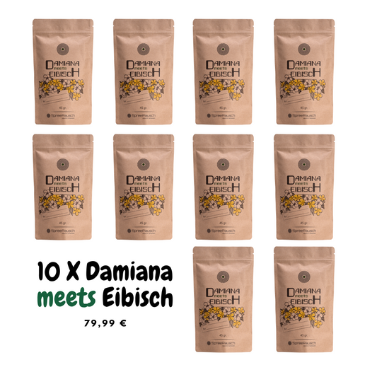10 x DAMIANA meets EIBISCH - Mischung von SpreeRausch, DEINE Original Kräutermischung für viele Verwendungsmöglichkeiten