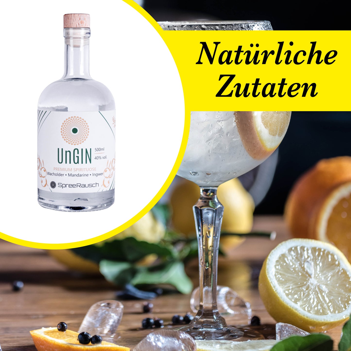 UnGIN von SpreeRausch - Die edle Gin Spirituose aus dem Spreewald, MACH KEINEN UnGIN - 0,5 Liter Flasche