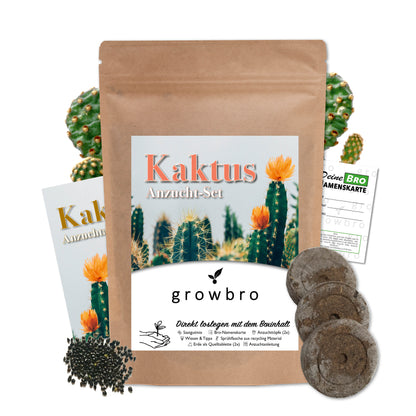 growbro - KAKTUS Guerilla Anzuchtset - Züchte deinen neuen BRO # Kaktus klein # Kaktus Pflanze # Kaktus Samen # Besondere Geschenke