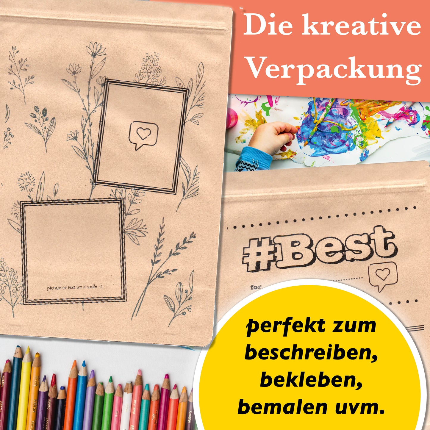 3 X Geschenktüten Papier als Geschenkverpackung od. Versandtasche - individualisierte Geschenktaschen für max. Abmessung 25 x 10 x 5 cm