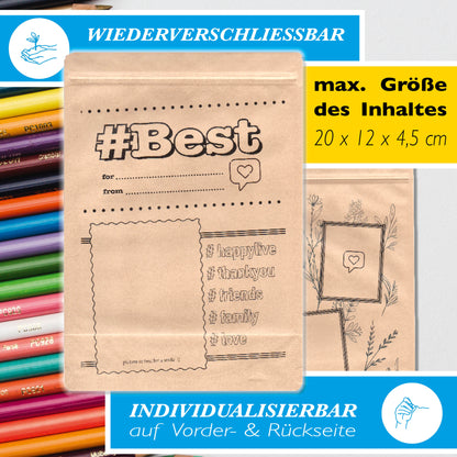 3 X Geschenktüten Papier als Geschenkverpackung od. Versandtasche - individualisierte Geschenktaschen für max. Abmessung 25 x 10 x 5 cm