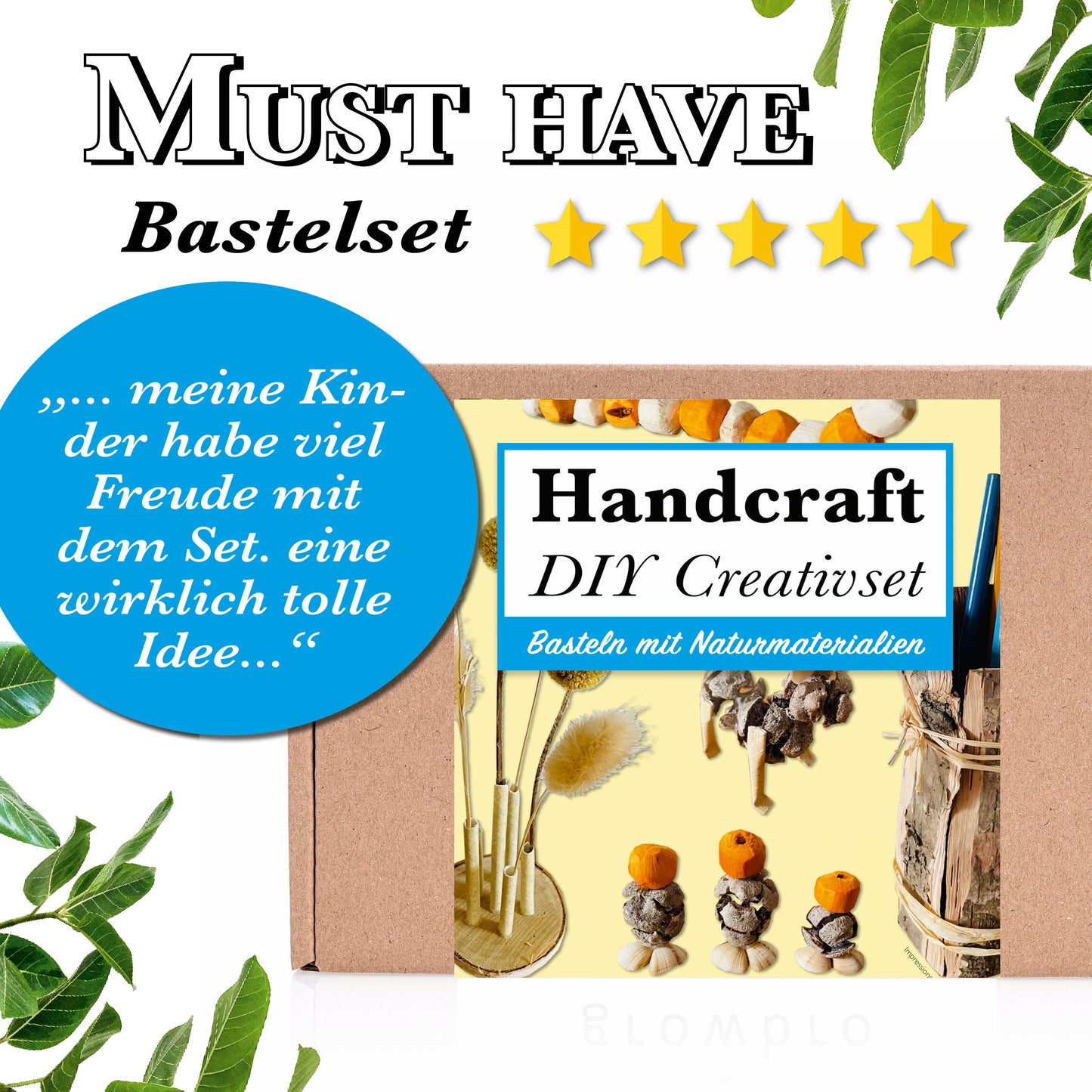 DIY Bastelset für Kinder von amnatu - 100 % Naturmaterialien, ohne Plastik, für viele kreative Möglichkeiten, für Kinder ab 3 Jahren