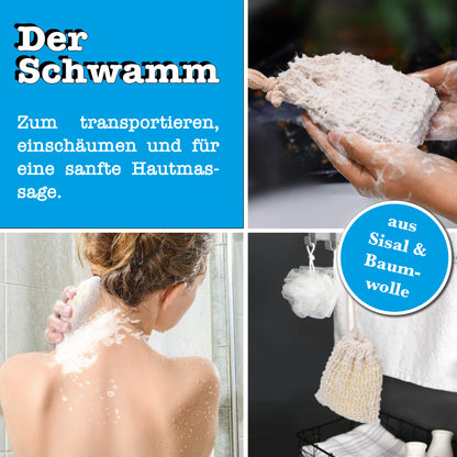 Hanfölseife von spreetherm, inkl. Schwamm als Geschenkset, wunderbar um Danke zu sagen